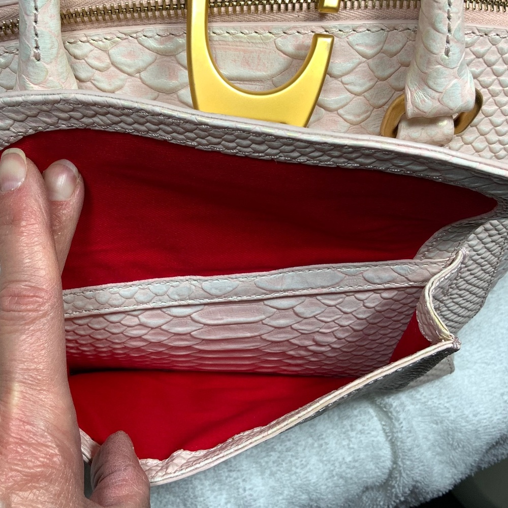 Dooney & Bourke Large Naomi Pink Snakeskin Satchel - Picture 3 of 16
